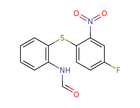 Molecular Structure of 346-42-9 (N-{2-[(4-fluoro-2-nitrophenyl)sulfanyl]phenyl}formamide)