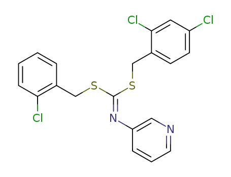 Molecular Structure of 34763-31-0 ((2-chlorophenyl)methyl (2,4-dichlorophenyl)methyl-3-pyridinylcarbonimidodithioate)