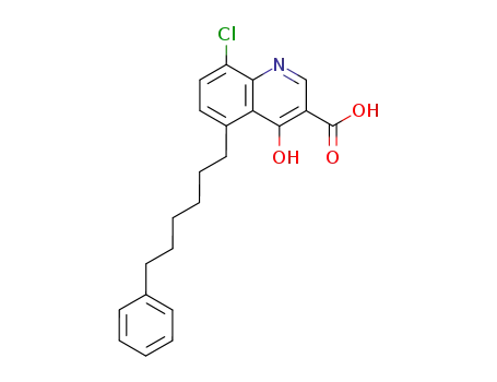 Molecular Structure of 34785-13-2 (8-chloro-4-oxo-5-(6-phenylhexyl)-1,4-dihydroquinoline-3-carboxylic acid)