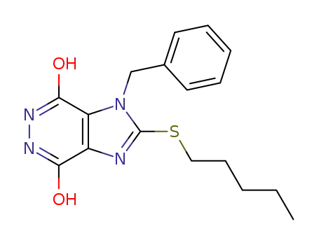 Molecular Structure of 3487-23-8 (1-benzyl-2-(pentylsulfanyl)-5,6-dihydro-1H-imidazo[4,5-d]pyridazine-4,7-dione)