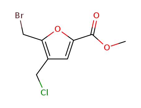 Molecular Structure of 3447-57-2 (5-BROMOMETHYL-4-CHLOROMETHYL-FURAN-2-CARBOXYLIC ACID METHYL ESTER)