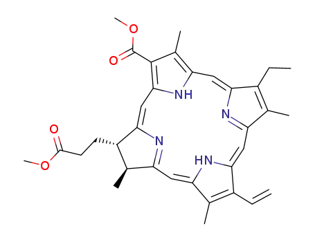 Molecular Structure of 5522-73-6 (methyl (17S,18S)-12-ethenyl-7-ethyl-18-(3-methoxy-3-oxopropyl)-3,8,13,17-tetramethyl-17,18-dihydroporphyrin-2-carboxylate)