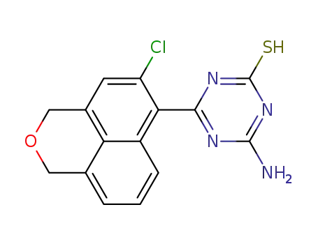 Molecular Structure of 959762-95-9 (4-amino-6-{7-chloro-3-oxatricyclo[7.3.1.0<sup>5,13</sup>]trideca-1<sup>(13)</sup>,5,7,9,11-pentaen-8-yl}-1,3,5-triazine-2-thiol)