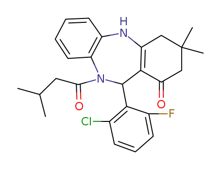 11-(2-chloro-6-fluorophenyl)-3,3-dimethyl-10-(3-methylbutanoyl)-2,3,4,5,10,11-hexahydro-1H-dibenzo[b,e][1,4]diazepin-1-one