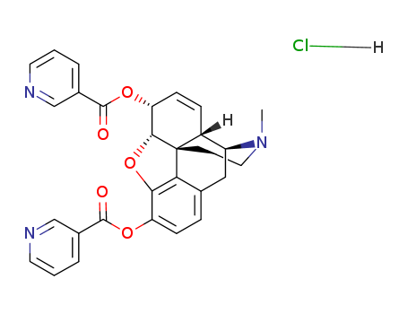 Morphinan-3,6-diol,7,8-didehydro-4,5-epoxy-17-methyl- (5a,6a)-, di-3-pyridinecarboxylate (ester), monohydrochloride (9CI)