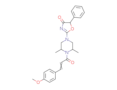 Molecular Structure of 57260-55-6 (1-(4-methoxy-cinnamoyl)-2,6-dimethyl-4-(5-phenyl-2-oxo-2-oxazolin-2-yl)-piperazin)