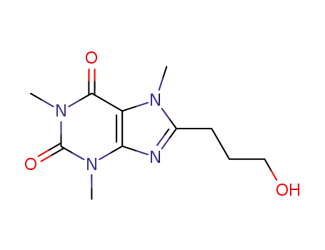 Molecular Structure of 295307-23-2 (8-(3-hydroxy-propyl)-1,3,7-trimethyl-3,7-dihydro-purine-2,6-dione)