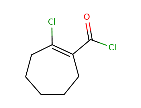Molecular Structure of 35582-49-1 (1-Cycloheptene-1-carbonylchloride,2-chloro-(9CI))