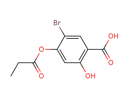 Molecular Structure of 101012-65-1 (5-bromo-2-hydroxy-4-propionyloxy-benzoic acid)