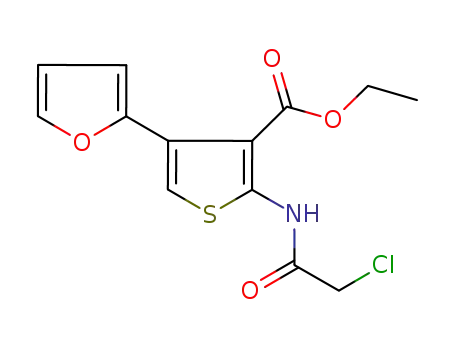 Molecular Structure of 356568-72-4 (3-THIOPHENECARBOXYLIC ACID, 2-[(2-CHLOROACETYL)AMINO]-4-(2-FURANYL)-, ETHYL ESTER)