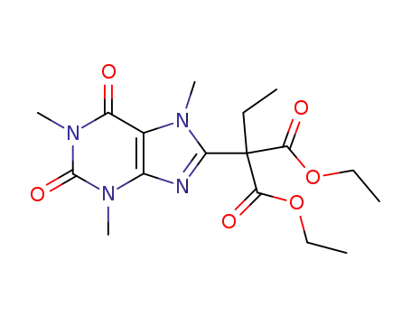 Molecular Structure of 857226-54-1 (ethyl-(1,3,7-trimethyl-2,6-dioxo-2,3,6,7-tetrahydro-1<i>H</i>-purin-8-yl)-malonic acid diethyl ester)