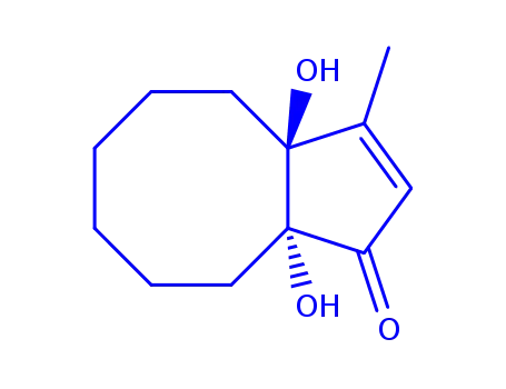 Molecular Structure of 359875-13-1 (1H-Cyclopentacycloocten-1-one, 3a,4,5,6,7,8,9,9a-octahydro-3a,9a-dihydroxy-3-methyl-, (3aR,9aR)-rel- (9CI))