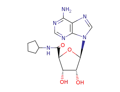 Molecular Structure of 35920-40-2 ((2S,3S,4R,5R)-5-(6-amino-9H-purin-9-yl)-N-cyclopentyl-3,4-dihydroxytetrahydrofuran-2-carboxamide (non-preferred name))