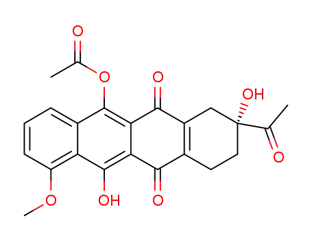 Molecular Structure of 131470-04-7 ((2R)-11-Acetoxy-2-acetyl-2,6-dihydroxy-7-methoxy-1,2,3,4-tetrahydronaphthacene-5,12-dione)