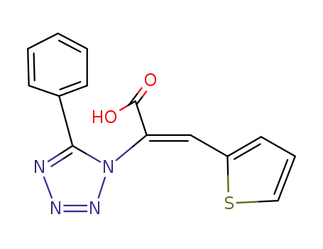 Molecular Structure of 36283-09-7 (2-(5-PHENYL-1H-TETRAZOL-1-YL)-3-THIEN-2-YLACRYLIC ACID)