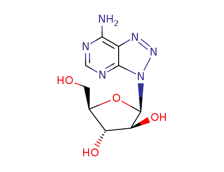 Molecular Structure of 35827-88-4 (2-(5-amino-2,4,7,8,9-pentazabicyclo[4.3.0]nona-1,3,5,7-tetraen-9-yl)-5 -(hydroxymethyl)oxolane-3,4-diol)