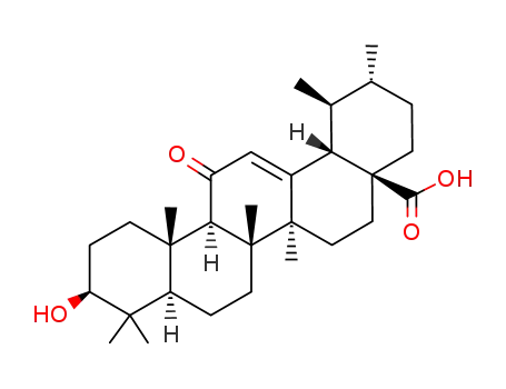 Molecular Structure of 105870-59-5 (Urs-12-en-28-oic acid,3-hydroxy-11-oxo-, (3b)-)