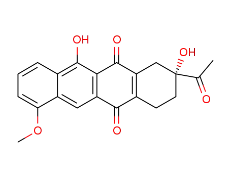 Molecular Structure of 98151-30-5 ((2R)-2-acetyl-1,2,3,4-tetrahydro-2,11-dihydroxy-7-methoxy-5,12-naphthacenedione)