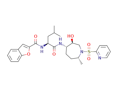 N-[(1S)-1-({[(3S,4S,7R)-3-hydroxy-7-methyl-1-(2-pyridinylsulfonyl)hexahydro-1H-azepin-4-yl]-amino}carbonyl)-3-methylbutyl]-1-benzofuran-2-carboxamide