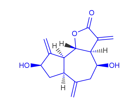 Molecular Structure of 35730-79-1 (Dodecahydro-4,8-dihydroxy-3,6,9-tris(methylene)azuleno[4,5-b]furan-2-one)