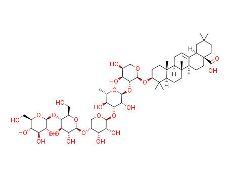 oleanolic acid 3-O-β-D-glucopyranosyl-(1->4)-β-D-glucopyranosyl-(1->4)-β-D-ribopyranosyl-(1->3)-α-L-rhamnopyranosyl-(1->2)-α-L-arabinopyranoside