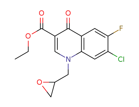 Molecular Structure of 1435910-87-4 (ethyl 7-chloro-6-fluoro-1-(oxiran-2-ylmethyl)-4-oxo-1,4-dihydroquinoline-3-carboxylate)