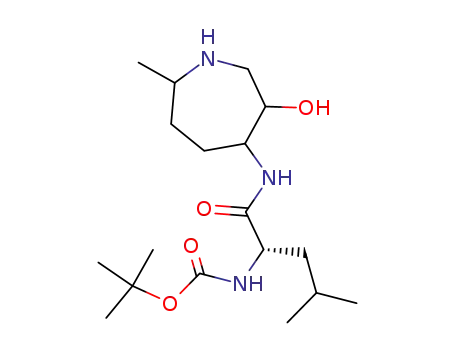 Molecular Structure of 403700-45-8 ([(S)-1-(3-hydroxy-7-methylazepan-4-ylcarbamoyl)-3-methylbutyl]carbamic acid tert-butyl ester)