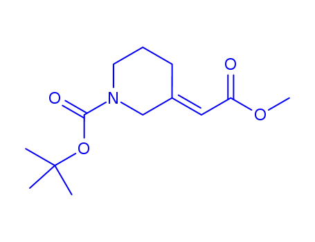 Molecular Structure of 362706-08-9 (tert-butyl 3-(2-Methoxy-2-oxoethylidene)piperidine-1-carboxylate)