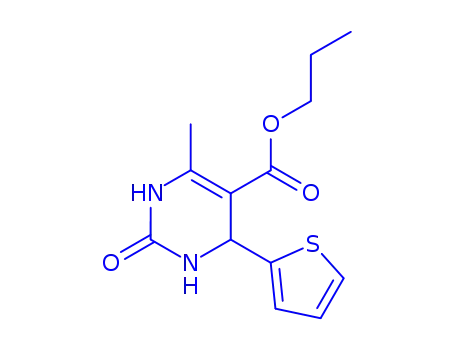Molecular Structure of 364620-13-3 (5-Pyrimidinecarboxylicacid,1,2,3,4-tetrahydro-6-methyl-2-oxo-4-(2-thienyl)-,propylester(9CI))