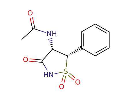 Molecular Structure of 36529-48-3 (N-(1,1-dioxido-3-oxo-5-phenyl-1,2-thiazolidin-4-yl)acetamide)