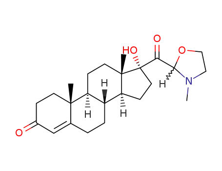 Molecular Structure of 36912-94-4 (17-hydroxy-17-[(3-methyl-1,3-oxazolidin-2-yl)carbonyl]androst-4-en-3-one)