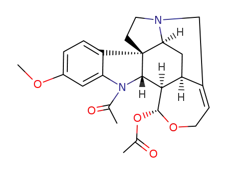 Molecular Structure of 18797-83-6 (Curan-17-ol,1-acetyl-19,20-didehydro-17,18-epoxy-11-methoxy-, acetate (ester), (17R)- (9CI))