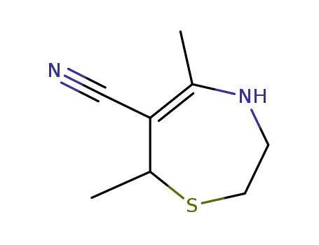Molecular Structure of 1024025-37-3 (5,7-dimethyl-2,3,4,7-tetrahydro[1,4]thiazepine-6-carbonitrile)