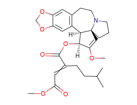 (3-methyl-butyl)-butenedioic acid 1-((3a<i>R</i>)-2-methoxy-(3a<i>r</i><i>C</i><sup>4</sup>,14b<i>c</i>)-1,5,6,8,9,14b-hexahydro-4<i>H</i>-cyclopenta[<i>b</i>][1,3]dioxolo[4',5':4,5]benzo[1,2-<i>d</i>]pyrrolo[1,2-<i>a</i>]azepin-1<i>t</i>-yl) ester 4-methyl ester