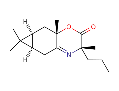 Molecular Structure of 1266681-12-2 ((3S,5aR,6aS,7aS)-5,5a,6,6a,7,7a-hexahydro-3,6,6,7a-tetramethyl-3-propylbicyclo[4.1.0]hept-1<sup>(6)</sup>eno[3,4-b][1,4]oxazin-2(3H)-one)
