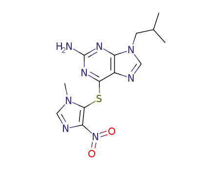 Molecular Structure of 36892-43-0 (6-(3-methyl-5-nitro-imidazol-4-yl)sulfanyl-9-(2-methylpropyl)purin-2-a mine)