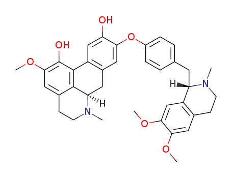 Molecular Structure of 36506-69-1 ((6aR)-9-(4-{[(1S)-6,7-dimethoxy-2-methyl-1,2,3,4-tetrahydroisoquinolin-1-yl]methyl}phenoxy)-2-methoxy-6-methyl-5,6,6a,7-tetrahydro-4H-dibenzo[de,g]quinoline-1,10-diol)