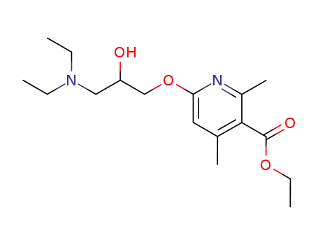 Molecular Structure of 36853-15-3 (Nicotinic acid, 6-(3-diethylamino-2-hydroxypropoxy)-2,4-dimethyl-, eth yl ester)
