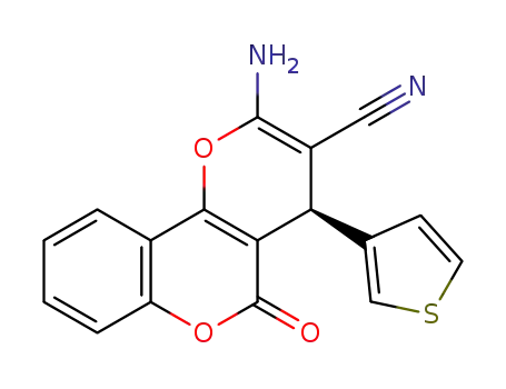 (R)-2-amino-5-oxo-4-(thiophen-3-yl)-4,5-dihydropyrano-[3,2-c]chromene-3-carbonitrile