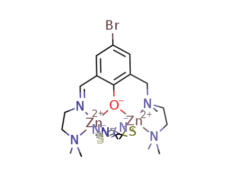 Molecular Structure of 334474-80-5 ([μ-2-[N-[2-(dimethylamino)ethyl]iminomethyl]-6-N-methyl-N-[2-(dimethylamino)ethyl]aminomethyl-4-bromophenolato]di(η(1)-thiocyanato)(μ-thiocyanato)dizinc(II))