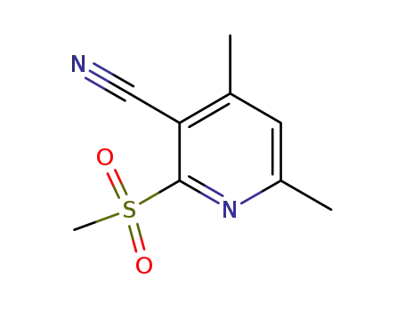 Molecular Structure of 371132-32-0 (4,6-DIMETHYL-2-(METHYLSULFONYL)NICOTINONITRILE)
