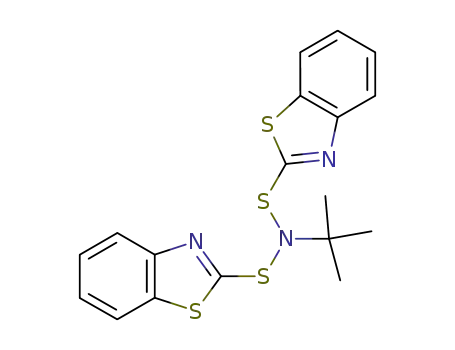Molecular Structure of 3741-80-8 (N-Benzothiazol-2-ylsulfanyl-N-tert-butyl-benzothiazole-2-sulfenamide)