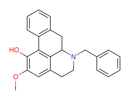 Molecular Structure of 37082-21-6 ((R)-5,6,6a,7-Tetrahydro-2-methoxy-6-(phenylmethyl)-4H-dibenzo(de,g)qui nolin-1-ol)