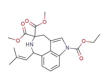 dimethyl 1-carbethoxy-3,4,5,6-tetrahydro-6-(2-methyl-1-propenyl)azepino<5,4,3-cd>indole-4,4-dicarboxylate
