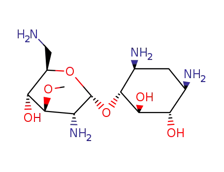 Molecular Structure of 37085-86-2 (4,6-diamino-2,3-dihydroxycyclohexyl 2,6-diamino-2,6-dideoxy-3-O-methylhexopyranoside)