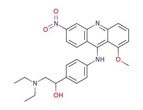 Molecular Structure of 32951-81-8 (alpha-((Diethylamino)methyl)-p-((1-methoxy-6-nitro-9-acridinyl)amino)b enzyl alcohol)