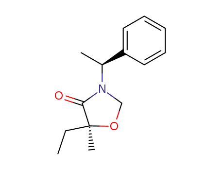 Molecular Structure of 130478-73-8 ((S)-5-Ethyl-5-methyl-3-((S)-1-phenyl-ethyl)-oxazolidin-4-one)