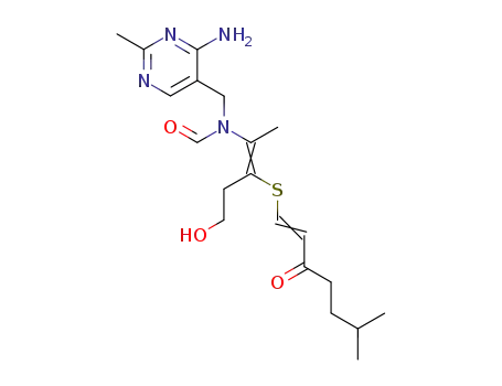 Molecular Structure of 3766-00-5 (N-[(4-amino-2-methylpyrimidin-5-yl)methyl]-N-[(1Z)-4-hydroxy-1-methyl-2-{[(1E)-6-methyl-3-oxohept-1-en-1-yl]sulfanyl}but-1-en-1-yl]formamide)