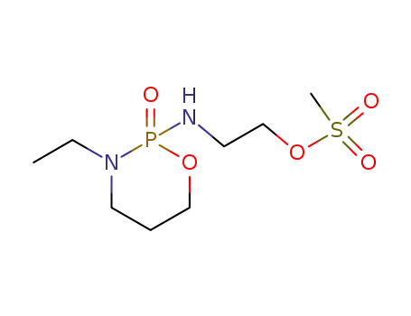 Molecular Structure of 37752-40-2 (Ethanol, 2-((3-ethyltetrahydro-2H-1,3,2-oxazaphosphorin-2-yl)amino)-,  methanesulfonate (ester), p-oxide)
