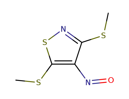 Molecular Structure of 37589-39-2 (3,5-Bis(methylthio)-4-nitrosoisothiazole)